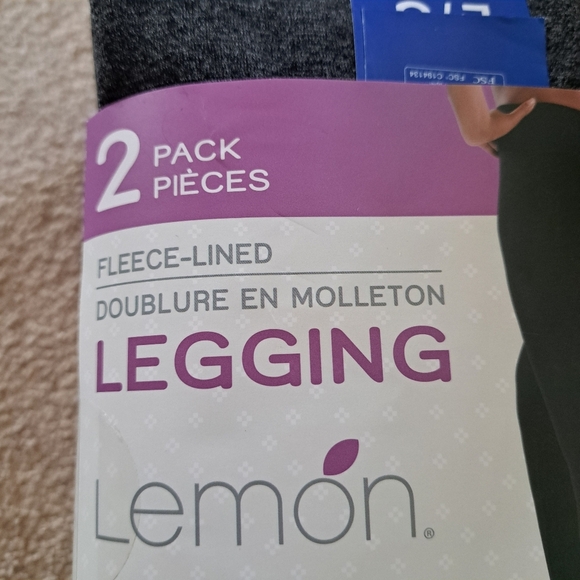 New! Lemon Fleece Lined Leggings 2 Pack Women's Size Large Grey Black Seamless - Picture 6 of 11